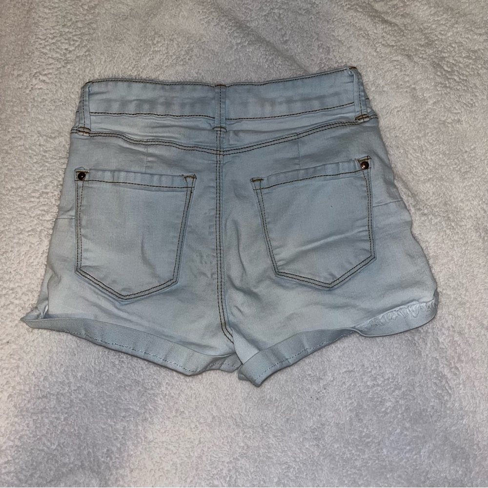 High Rise Light Blue Shorts - Picture 2 of 5